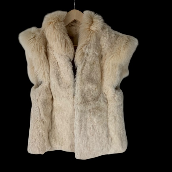 GDT Too NWOT Vintage Cream Rabbit Fur Vest Sz M - Picture 1 of 9
